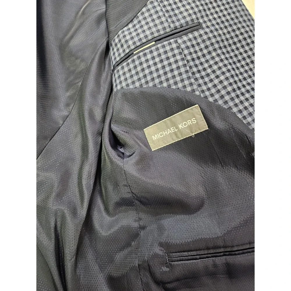 Michael Kors Mens Classic Fit Sport Coat Blazer 40 R Blue‎ Checked